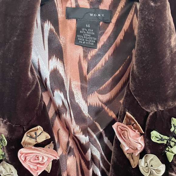 WD.NY Velvet Blazer with Floral Accents - Picture 2 of 5